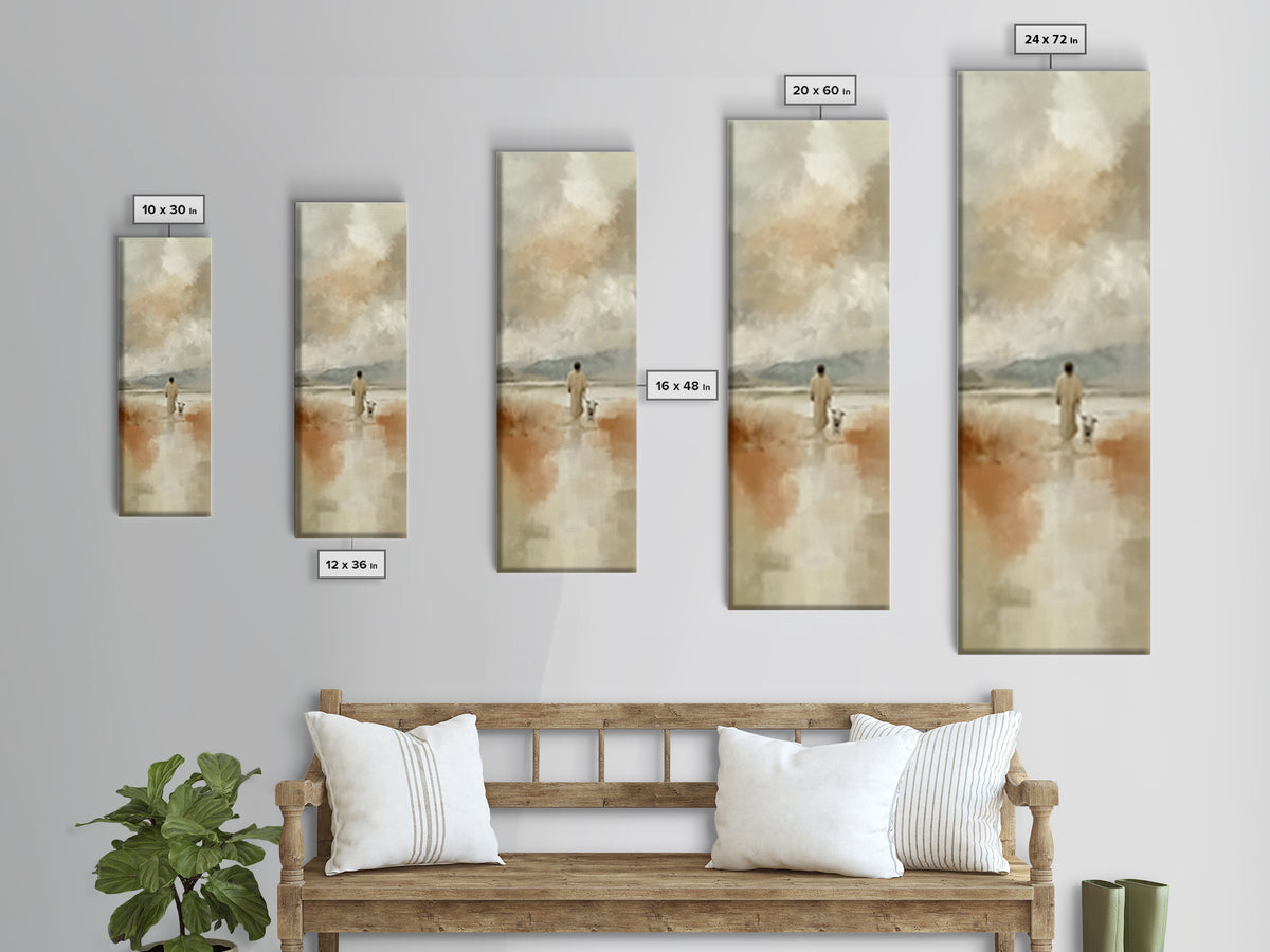 Still Waters Promise - Framed Canvas Print - Narrow Art - Christian Art Canvas - Christian Christmas Art - Jesus Painting - Christian Wall