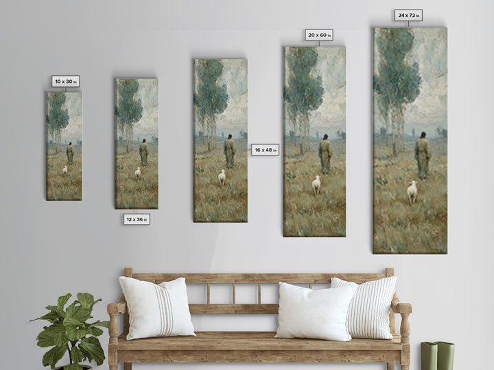 Horizon Of Gentle Peace - Framed Canvas Print - Tall Skinny Art Print - Christian Art - Christian Wall Art - Jesus Painting