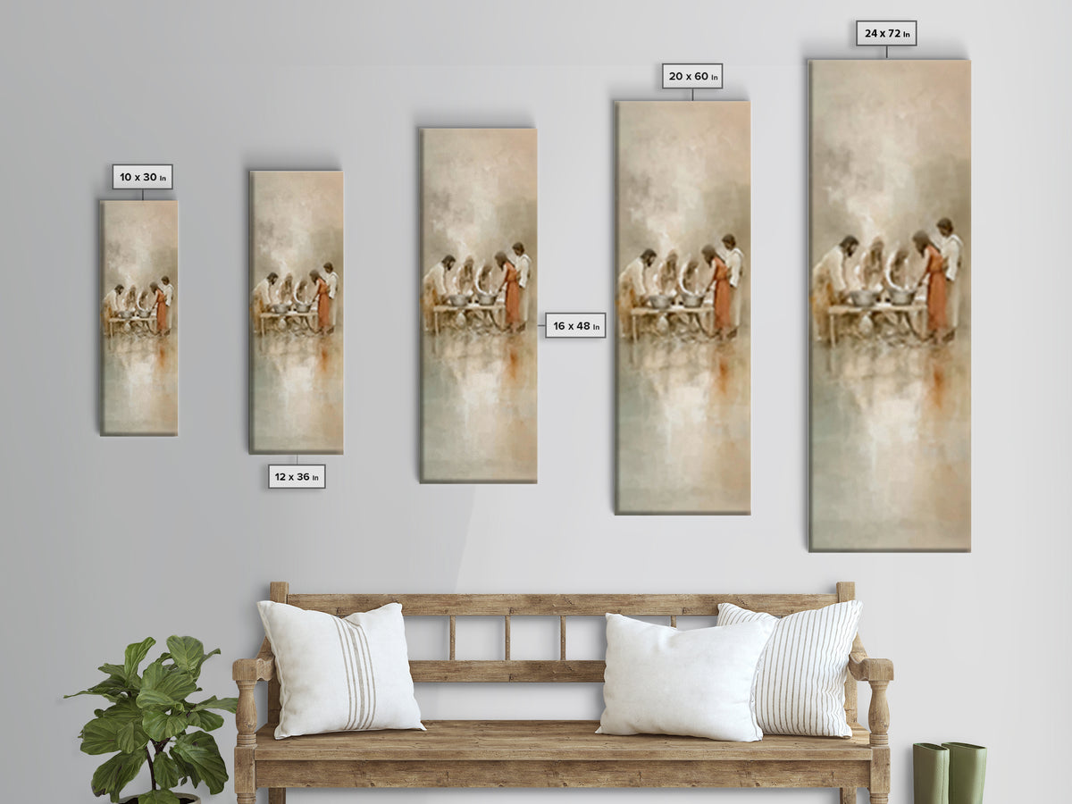 Gathering Of Blessings | Framed Canvas Print | Christian Wall Art | Christian Art Canvas | Christian Painting | Christian Decor | Tall Narr