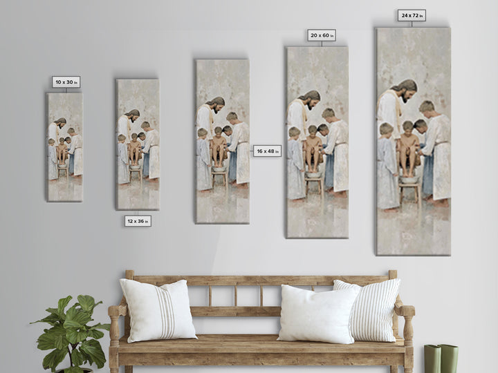 Footsteps Of Love | Framed Canvas Print | Christian Art Canvas | Jesus Painting | Christian Wall Art | Christian Gift Ideas | Tall Skinny A