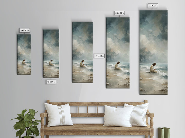 Quiet Shore Prayer - Framed Canvas Print - Skinny Art - Jesus Painting - Christian Art Canvas - Christian Christmas Art - Christian Art