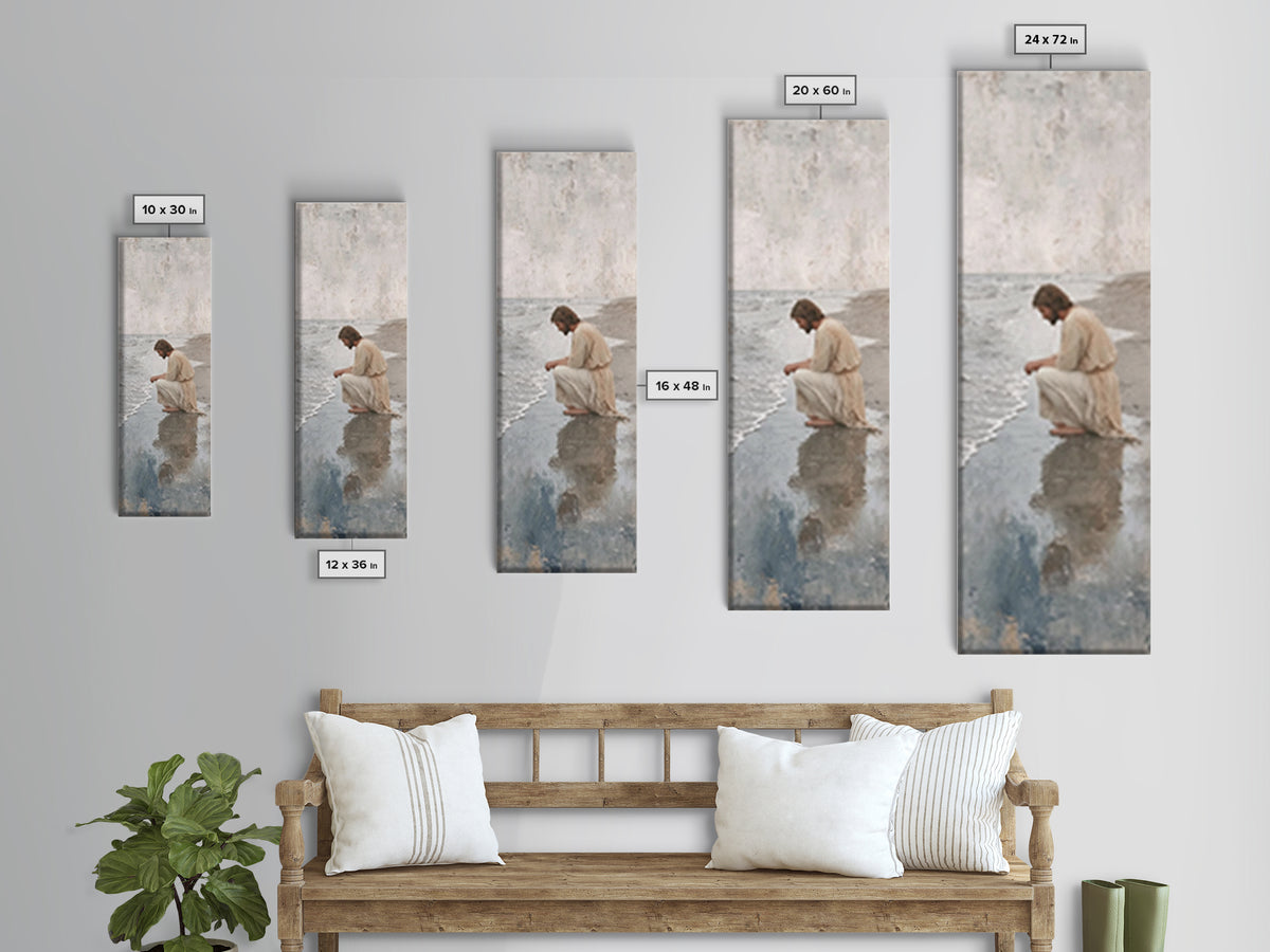 Dawnside Solitude - Framed Canvas Print - Narrow Art - Christian Wall Art - Jesus Painting - Christian Art Canvas - Christian Christmas