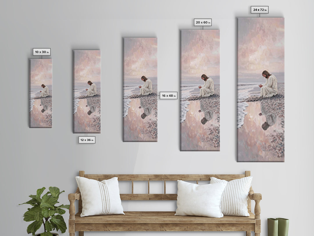 Morning Tide Grace - Framed Canvas Print - Tall Narrow Wall Art - Christian Art Canvas - Jesus Painting - Christian Wall Art - Christian Ar