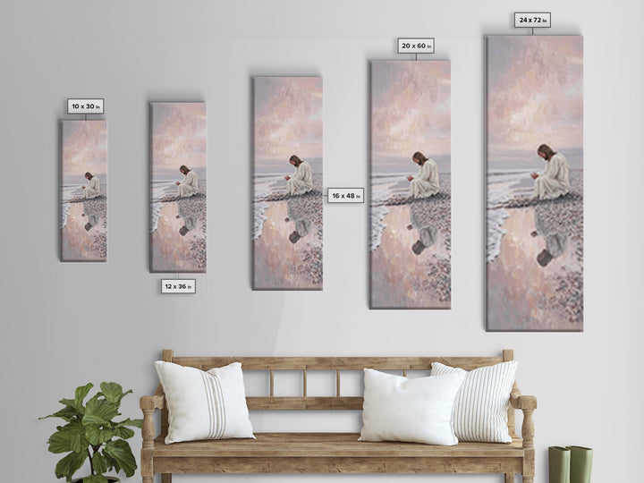 Morning Tide Grace - Framed Canvas Print - Tall Narrow Wall Art - Christian Art Canvas - Jesus Painting - Christian Wall Art - Christian Ar