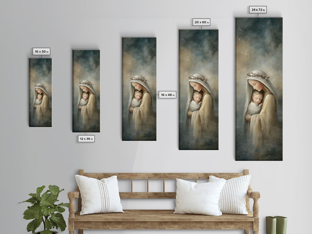 Starry Night Mercy | Framed Canvas Print | Tall Skinny Art Print | Christian Art Canvas | Christian Wall Art | Christian Christmas Art