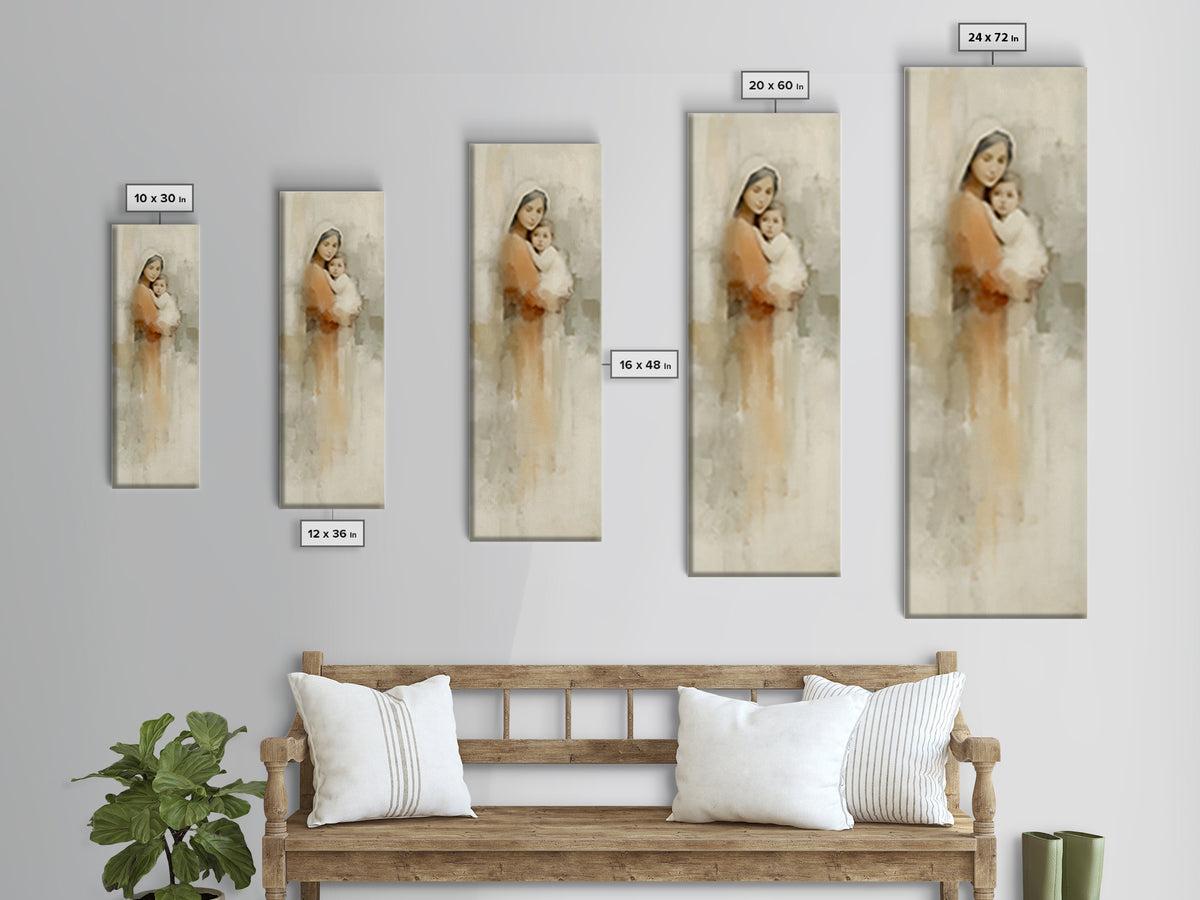 Crowned Serenity | Framed Canvas Print | Tall Narrow Wall Art | Christian Wall Art | Christian Art Canvas | Christian Christmas Art