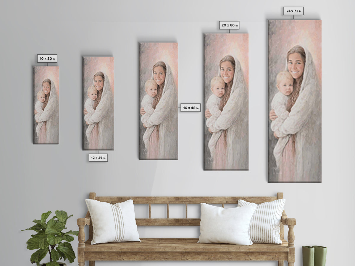 Heavenly Warmth | Framed Canvas Print | Tall Skinny Art Print | Christian Art Canvas | Christian Wall Art | Christian Christmas Art