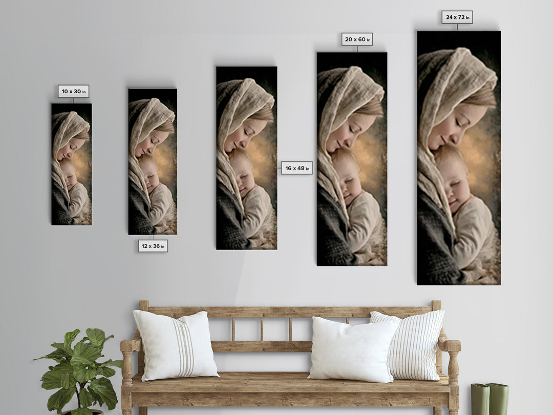 Sacred Tenderness | Framed Canvas Print | Skinny Art | Christian Wall Art | Christian Art Canvas | Christian Christmas Art | Jesus Art