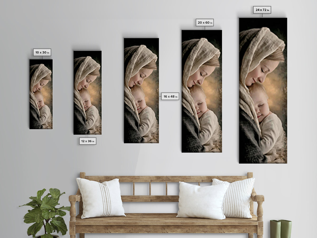 Sacred Tenderness | Framed Canvas Print | Skinny Art | Christian Wall Art | Christian Art Canvas | Christian Christmas Art | Jesus Art