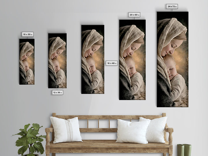 Sacred Tenderness | Framed Canvas Print | Skinny Art | Christian Wall Art | Christian Art Canvas | Christian Christmas Art | Jesus Art