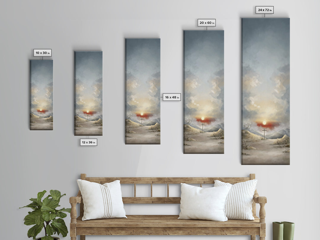 Evening Vigil, Framed Canvas Print, Narrow Art, Christian Art Canvas, Christian Wall Art, Moody Christian Art, Christian Christmas Art, Chr
