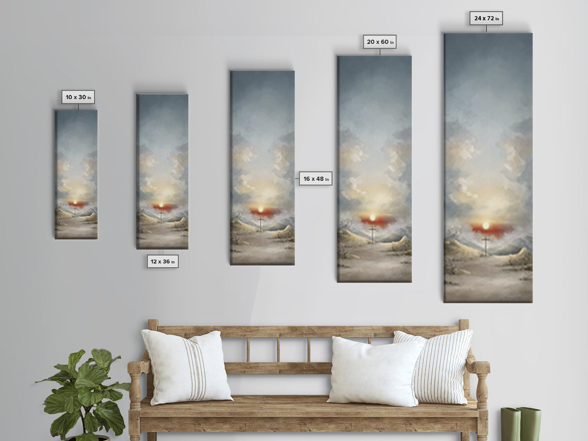 Evening Vigil, Framed Canvas Print, Narrow Art, Christian Art Canvas, Christian Wall Art, Moody Christian Art, Christian Christmas Art, Chr
