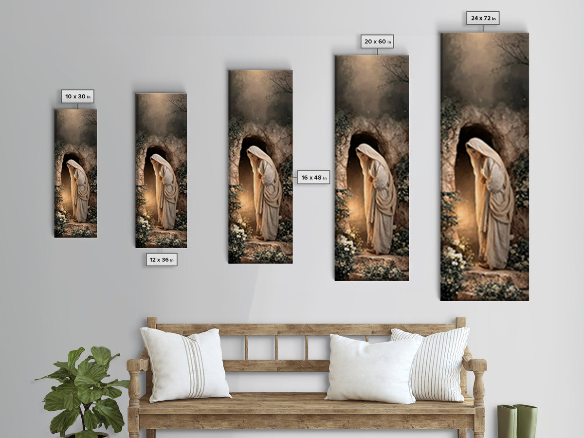 Risen Morning – Framed Canvas Print – Narrow Art – Christian Painting – Christian Wall Art – Christian Christmas Art – Christian Decor