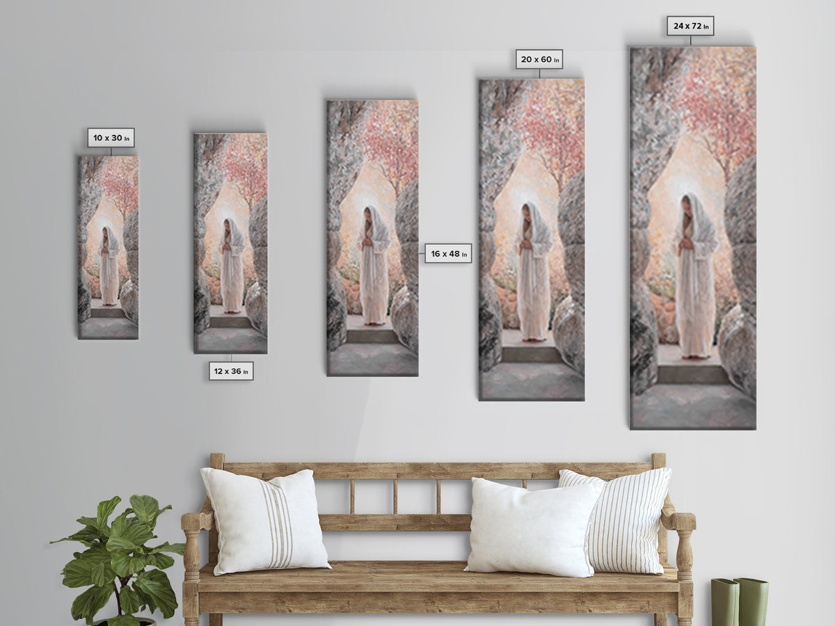 Silent Garden Path – Framed Canvas Print – Narrow Art – Christian Decor – Christian Wall Art – Christian Art Canvas – Christian Painting
