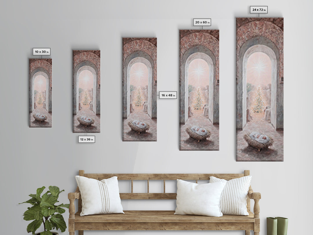 Holy Child Dawn – Framed Canvas Print – Tall Narrow Wall Art – Christian Christmas Art – Christian Art Canvas – Christian Wall Art – Christ