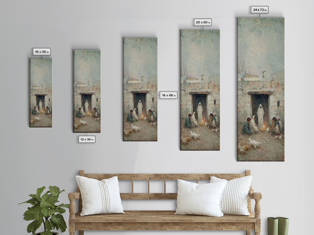 Bethlehem Hearth Peace – Framed Canvas Print – Narrow Art – Christian Christmas Art – Christian Wall Art – Jesus Painting – Christian Gift