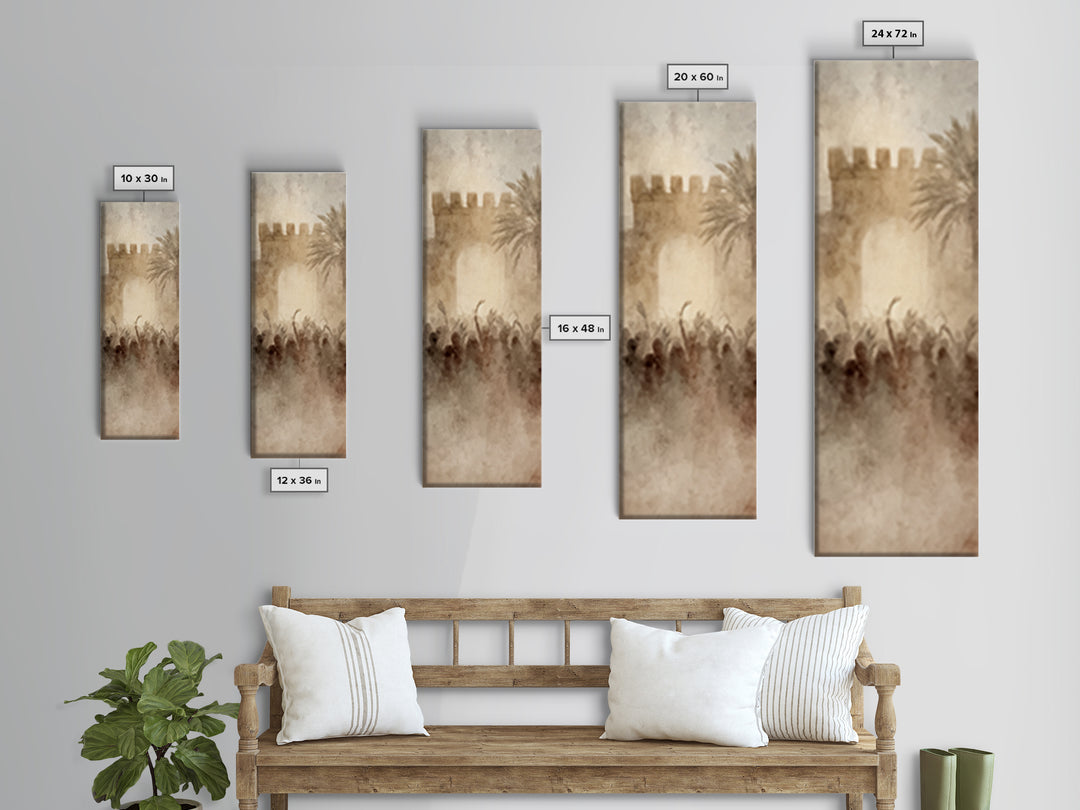 Jerusalem Dawn Crowds – Framed Canvas Print – Narrow Art – Christian Art Print – Christian Wall Art – Christmas Art – Christian Decoration