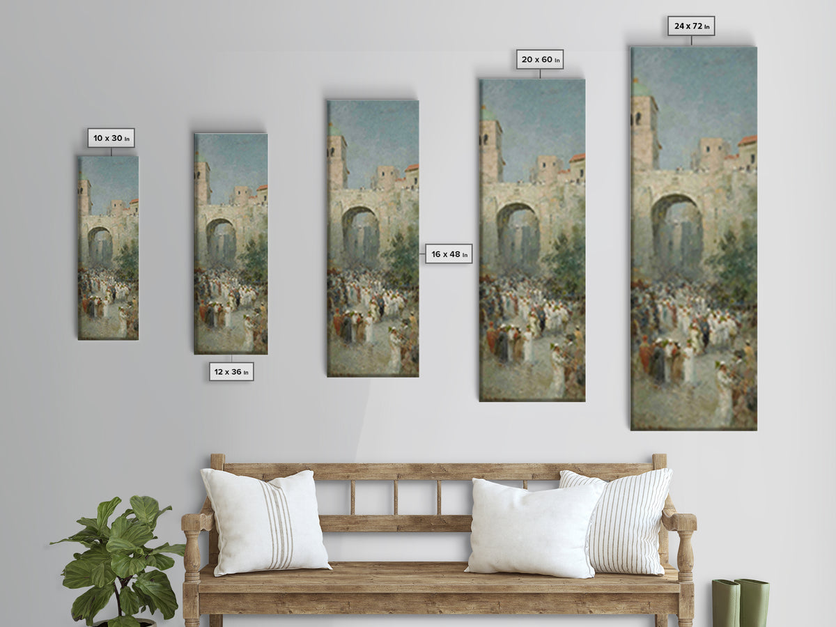 Hosanna Procession Peace – Framed Canvas Print – Tall Skinny Art Print – Christian Decor – Christian Christmas Art – Jesus Painting – Chris