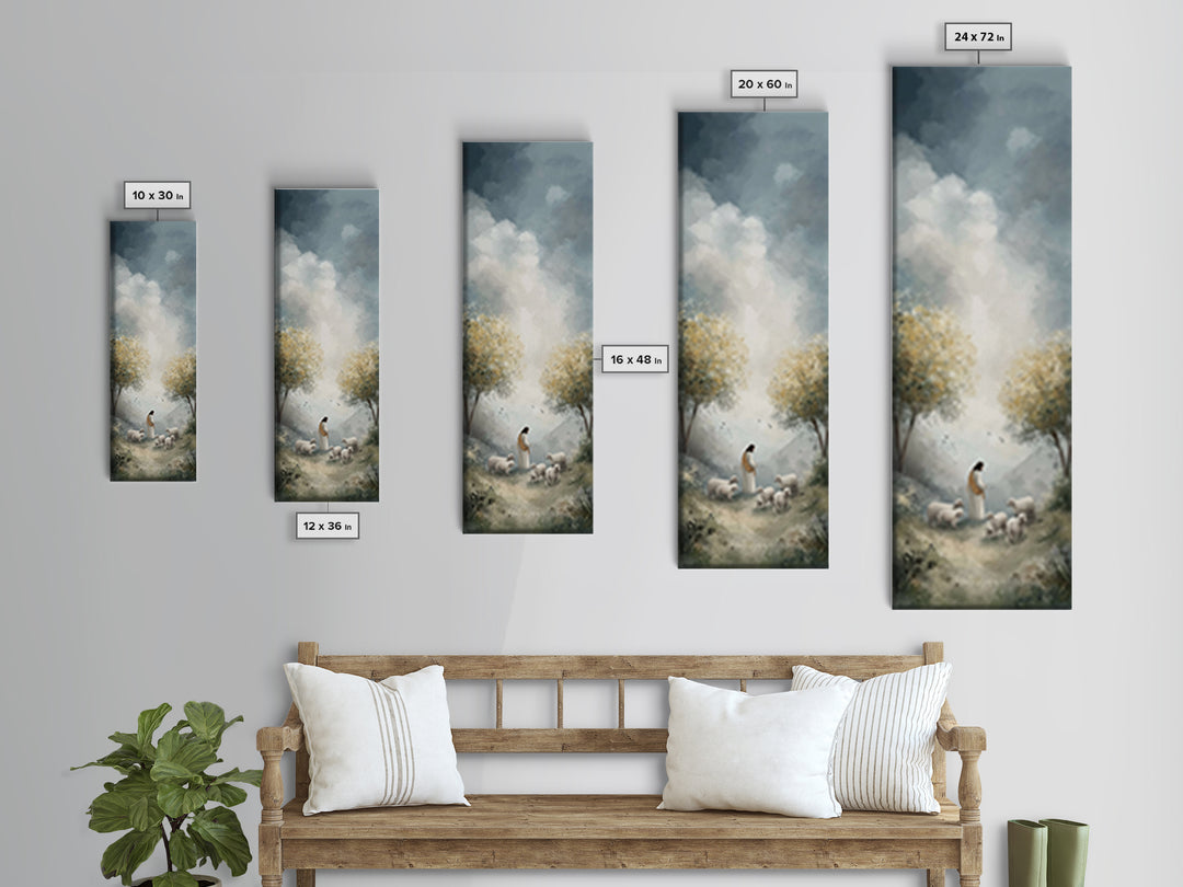 Gentle Shepherd – Framed Canvas Print – Narrow Art – Christian Art – Christian Wall Art – Jesus Painting – Christian Art Canvas – Christian
