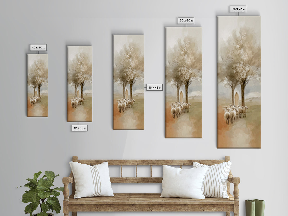 Shepherds Of Peace – Framed Canvas Print – Christian Wall Art – Jesus Painting – Tall Skinny Art Print – Christian Art Canvas – Christmas A