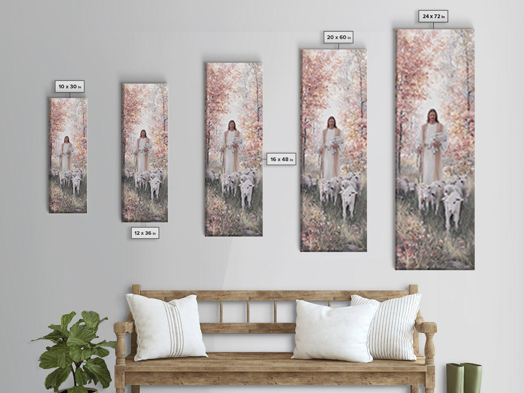 Fields Of Faith, Framed Canvas Print, Christian Art, Tall Skinny Art Print, Jesus Painting, Christian Art Gift, Christmas Art Work