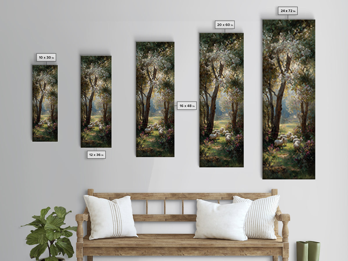 Quiet Shepherd Path | Framed Canvas Print | Christian Decor | Narrow Art | Jesus Wall Art | Christian Art Painting | Christmas TV Art