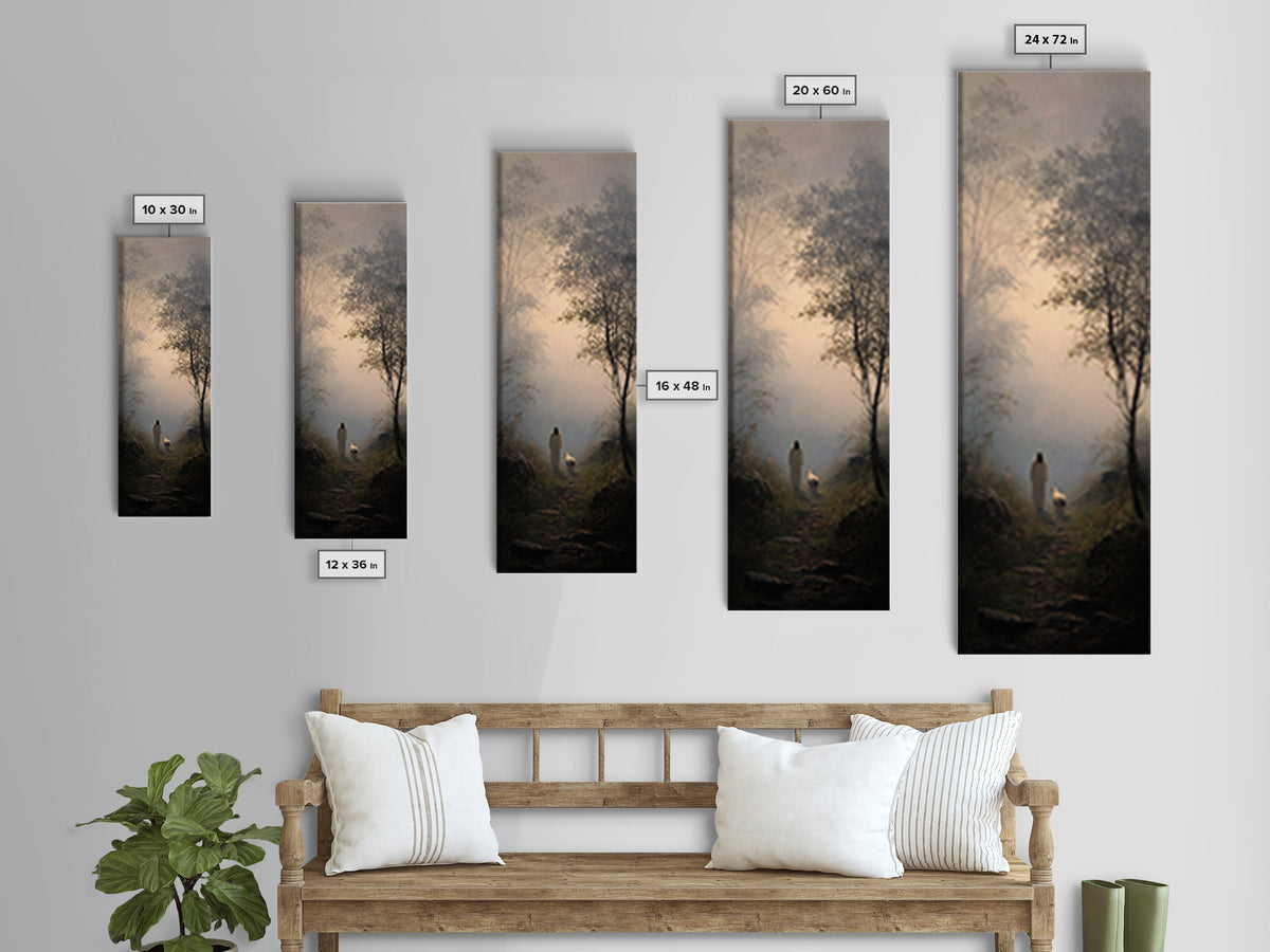 Path Of Gentle Light – Framed Canvas Print – Tall Narrow Wall Art – Christian Wall Art – Jesus Painting – Christian Art Canvas – Christian