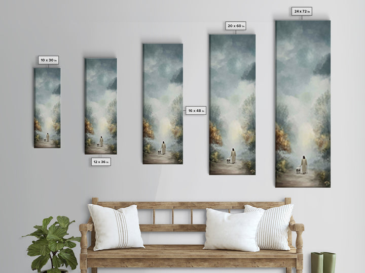 Peaceful Walk Ahead | Framed Canvas Print | Narrow Art | Christian Art Canvas | Jesus Art Print | Christian Decor | Christmas Canvas Wall A