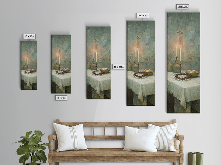 Table Of Redemption – Framed Canvas Print – Vintage Christian Art – Christian Art Work – Tall Narrow Wall Art – Christmas Art – Christian D