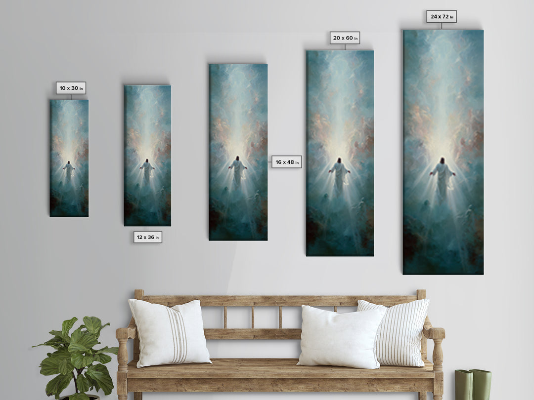 Cross of Dawn | Framed Canvas Print | Tall Narrow Wall Art | Christian Wall Art | Christian Art Canvas | Christian Painting | Christian Dec