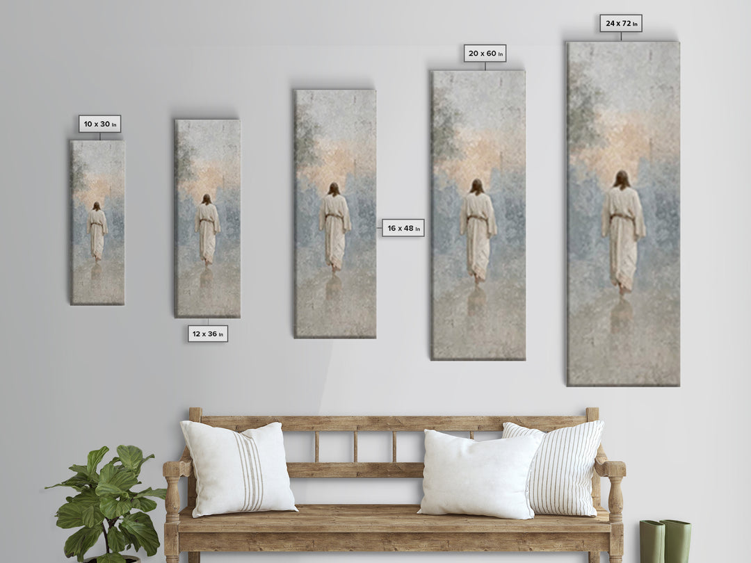 Solitary Savior – Framed Canvas Print – Tall Skinny Art Print – Christian Art Canvas – Jesus Painting – Christian Wall Art – Subtle Christi