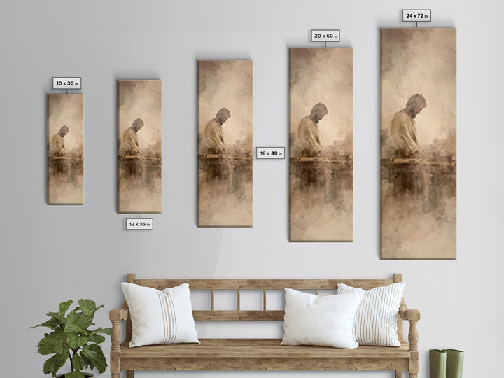 Quiet Carpenter Grace – Framed Canvas Print – Tall Skinny Art Print – Christian Art Canvas – Christian Painting – Christian Wall Art – Mini