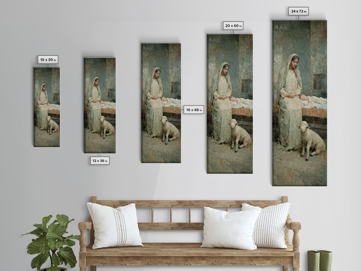 Mother’s Quiet Blessing – Framed Canvas Print – Narrow Art – Christian Wall Art – Christian Art Canvas – Jesus Art Print – Christmas Art –