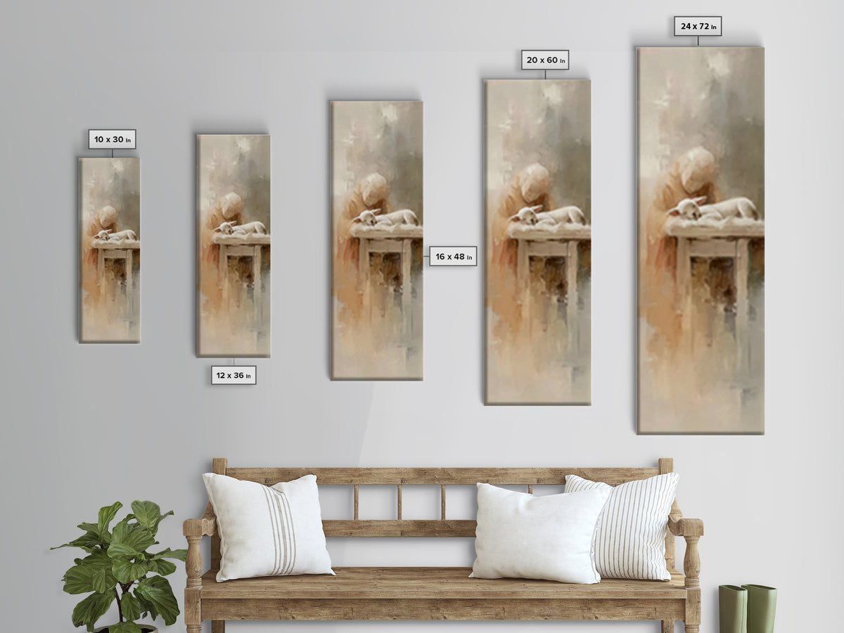 Lamb Of Mercy – Framed Canvas Print – Christian Wall Art – Christian Art Canvas – Jesus Painting – Tall Narrow Wall Art – Christmas Art