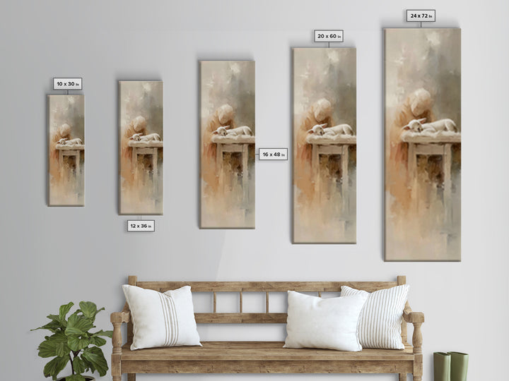 Lamb Of Mercy – Framed Canvas Print – Christian Wall Art – Christian Art Canvas – Jesus Painting – Tall Narrow Wall Art – Christmas Art