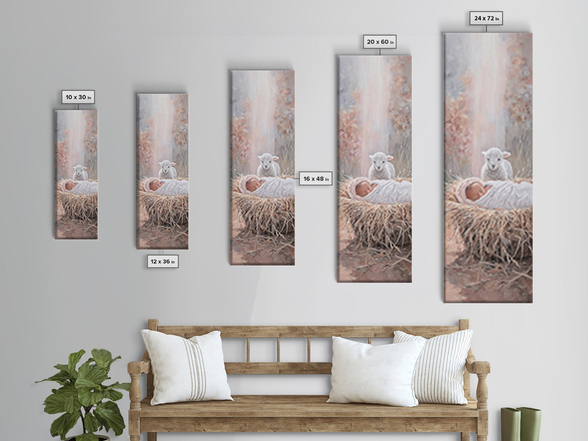 Heavenly Innocence – Framed Canvas Print – Christian Art – Christian Christmas Art – Jesus Painting – Tall Skinny Art Print
