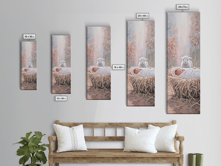 Heavenly Innocence – Framed Canvas Print – Christian Art – Christian Christmas Art – Jesus Painting – Tall Skinny Art Print