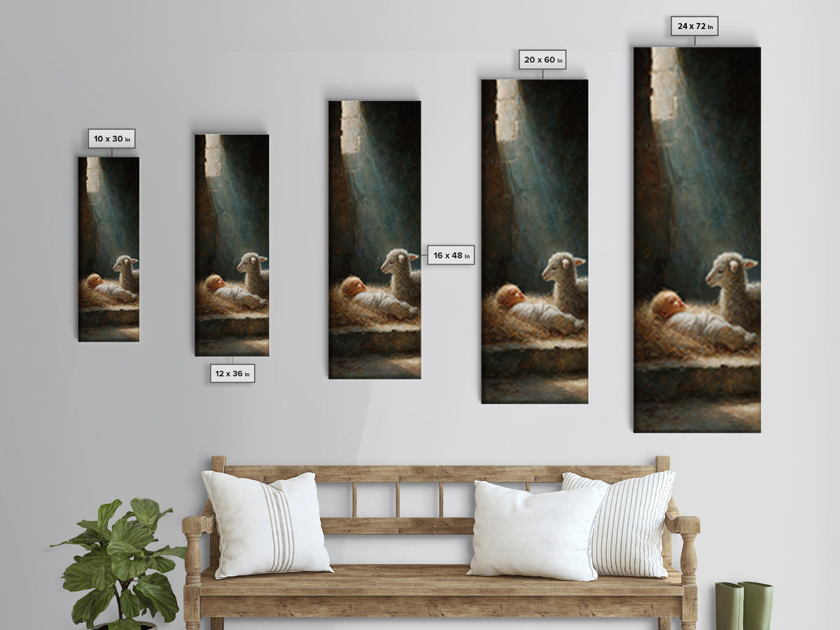 Holy Night Comfort – Framed Canvas Print – Christian Wall Art – Jesus Christmas Art – Christian Art Canvas – Skinny Art