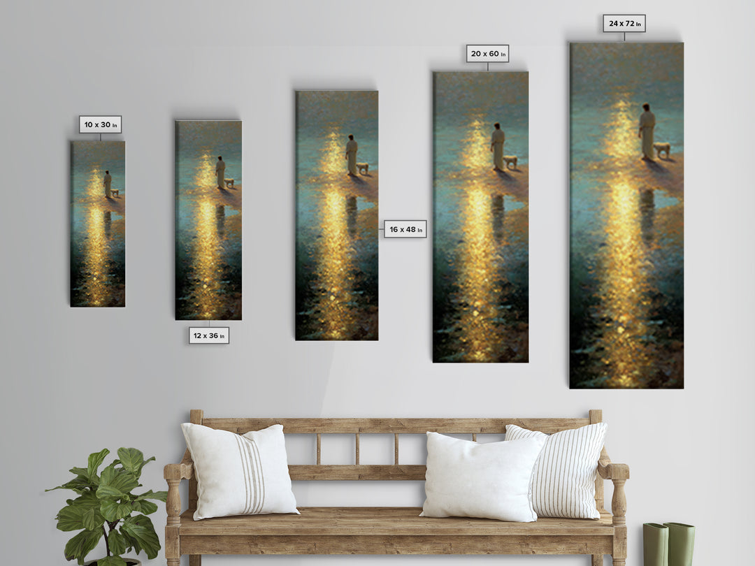 Guiding River Hope – Framed Canvas Print – Christian Christmas Art – Jesus Painting – Christian Art Canvas – Tall Skinny Art Print