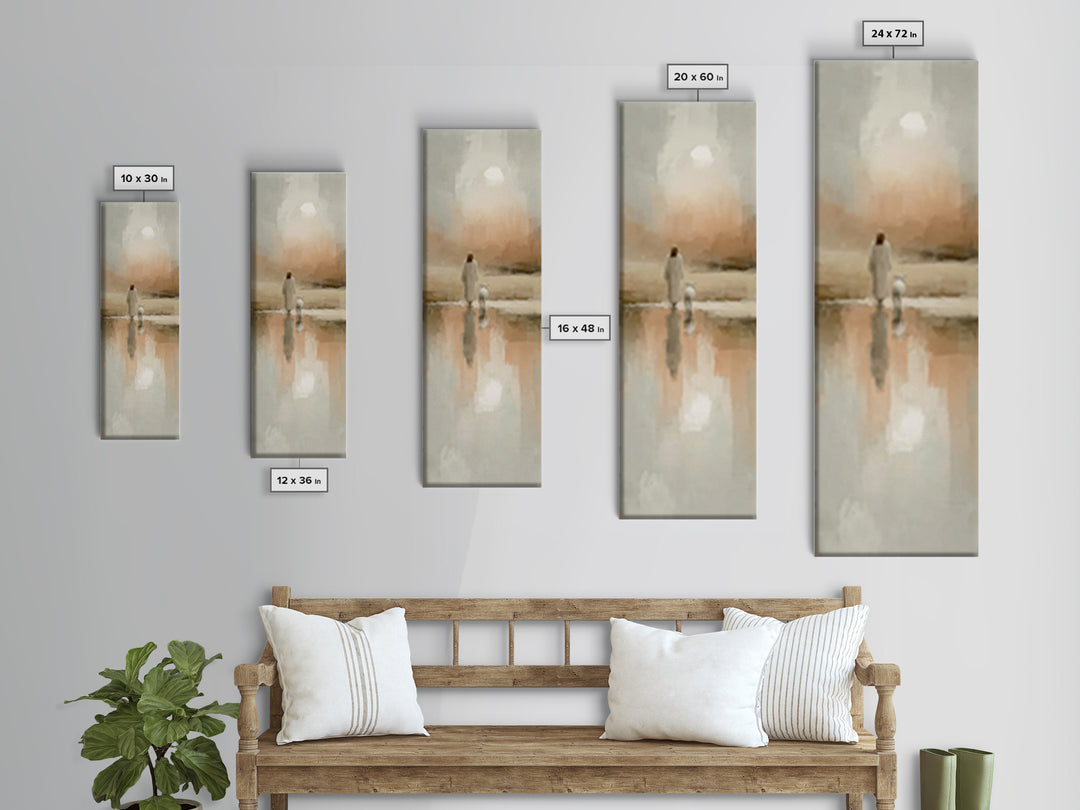 Walk Of Grace – Framed Canvas Print – Christian Art Print – Jesus Painting – Christian Wall Art – Tall Skinny Art Print – Christian Christm
