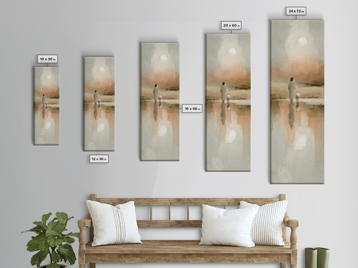 Walk Of Grace – Framed Canvas Print – Christian Art Print – Jesus Painting – Christian Wall Art – Tall Skinny Art Print – Christian Christm