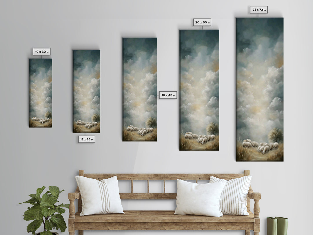 Pastoral Dawn Grace,Framed Canvas Print,Christian Art Canvas,Tall Skinny Art Print,Christian Christmas Art,Jesus Wall Art,Christian Decor