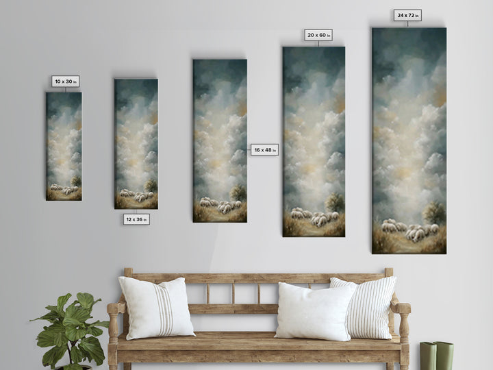 Pastoral Dawn Grace,Framed Canvas Print,Christian Art Canvas,Tall Skinny Art Print,Christian Christmas Art,Jesus Wall Art,Christian Decor