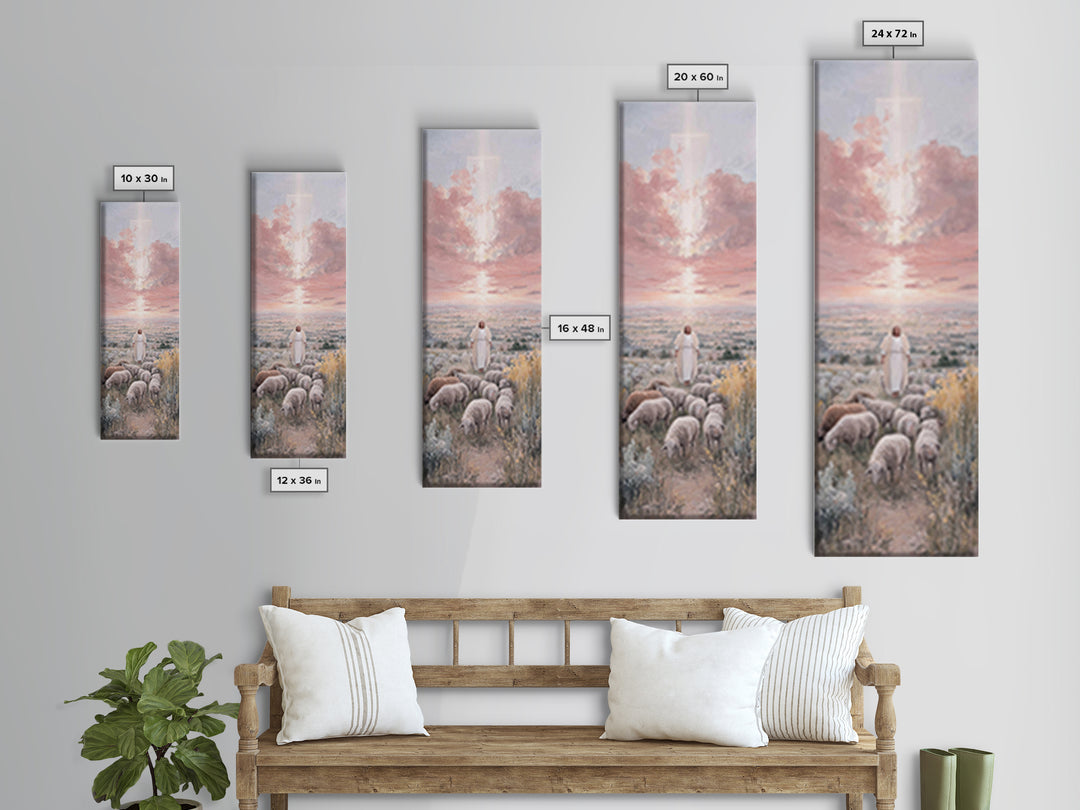 Guiding Shepherd Path | Framed Canvas Print | Christian Wall Art | Skinny Art | Christian Painting | Christmas Wall Art | Jesus Art Canvas