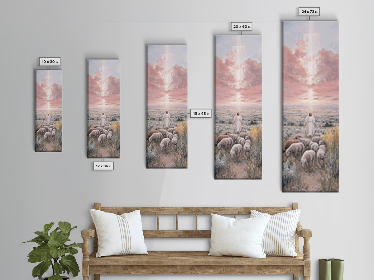 Guiding Shepherd Path | Framed Canvas Print | Christian Wall Art | Skinny Art | Christian Painting | Christmas Wall Art | Jesus Art Canvas