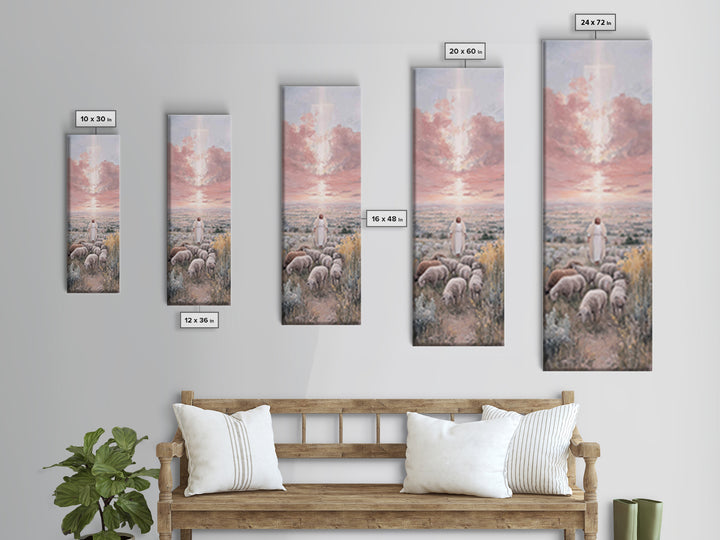 Guiding Shepherd Path | Framed Canvas Print | Christian Wall Art | Skinny Art | Christian Painting | Christmas Wall Art | Jesus Art Canvas