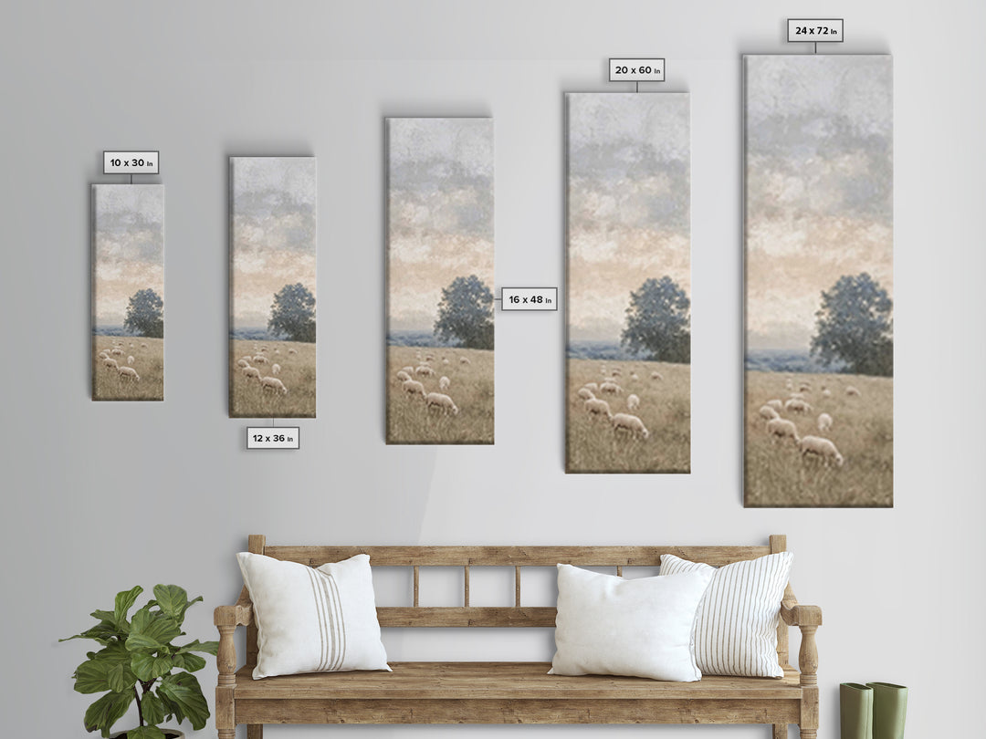 Heavenly Pasture Peace - Framed Canvas Print - Christian Christmas Art - Tall Narrow Wall Art - Jesus Painting - Christian Gift Ideas