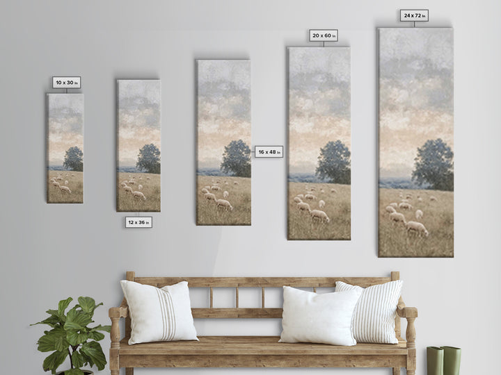 Heavenly Pasture Peace - Framed Canvas Print - Christian Christmas Art - Tall Narrow Wall Art - Jesus Painting - Christian Gift Ideas