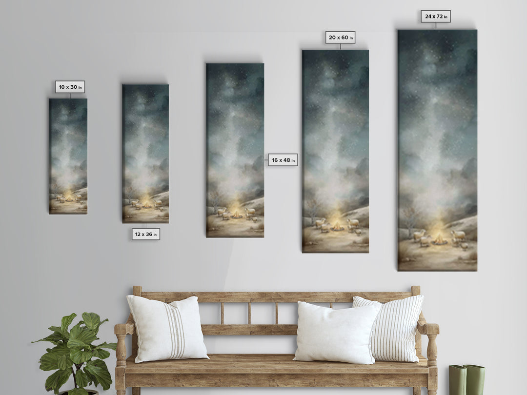 Gentle Pasture Sky | Framed Canvas Print | Christian Wall Art | Tall Skinny Art Print | Jesus Canvas Art | Christmas Decor | Christian Gift