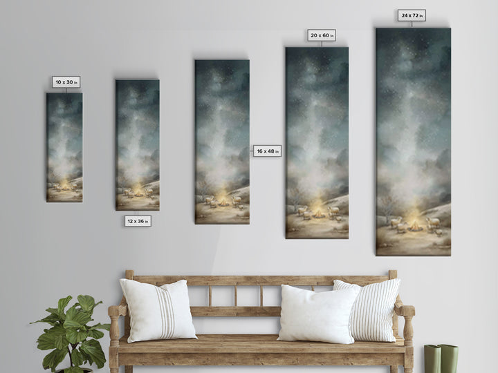 Gentle Pasture Sky | Framed Canvas Print | Christian Wall Art | Tall Skinny Art Print | Jesus Canvas Art | Christmas Decor | Christian Gift